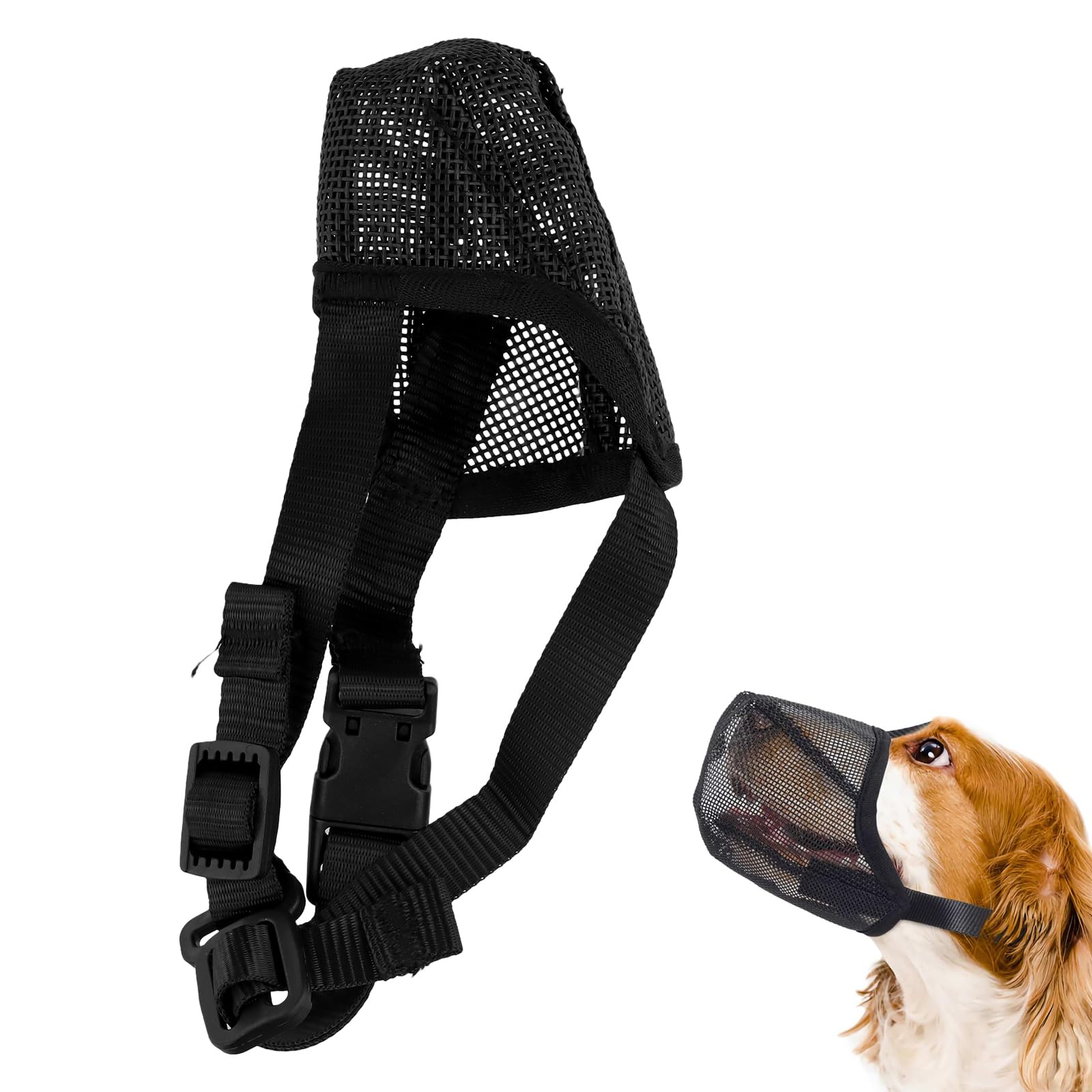Amexo Dog Muzzle, Soft Mesh Muzzle for Small Medium Large Dogs for Scavenging Biting Licking and Chewing,Pet Mask dog Training muzzle Prevent Eating Dog Mouth Guard Cover Allows to Pant and Drink (XS)