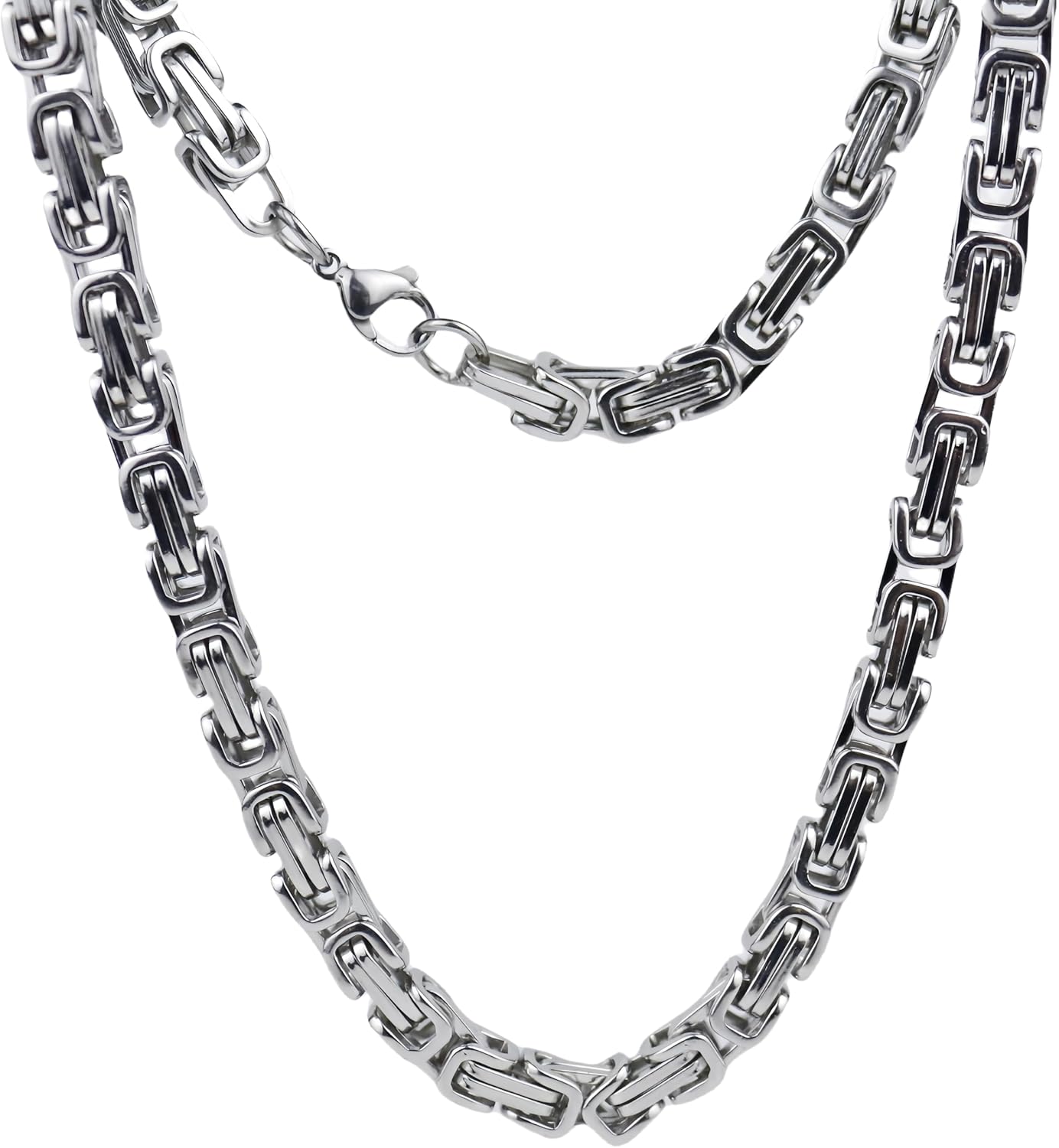 Stainless Steel Byzantine Chain Necklace for Men, 20 inches