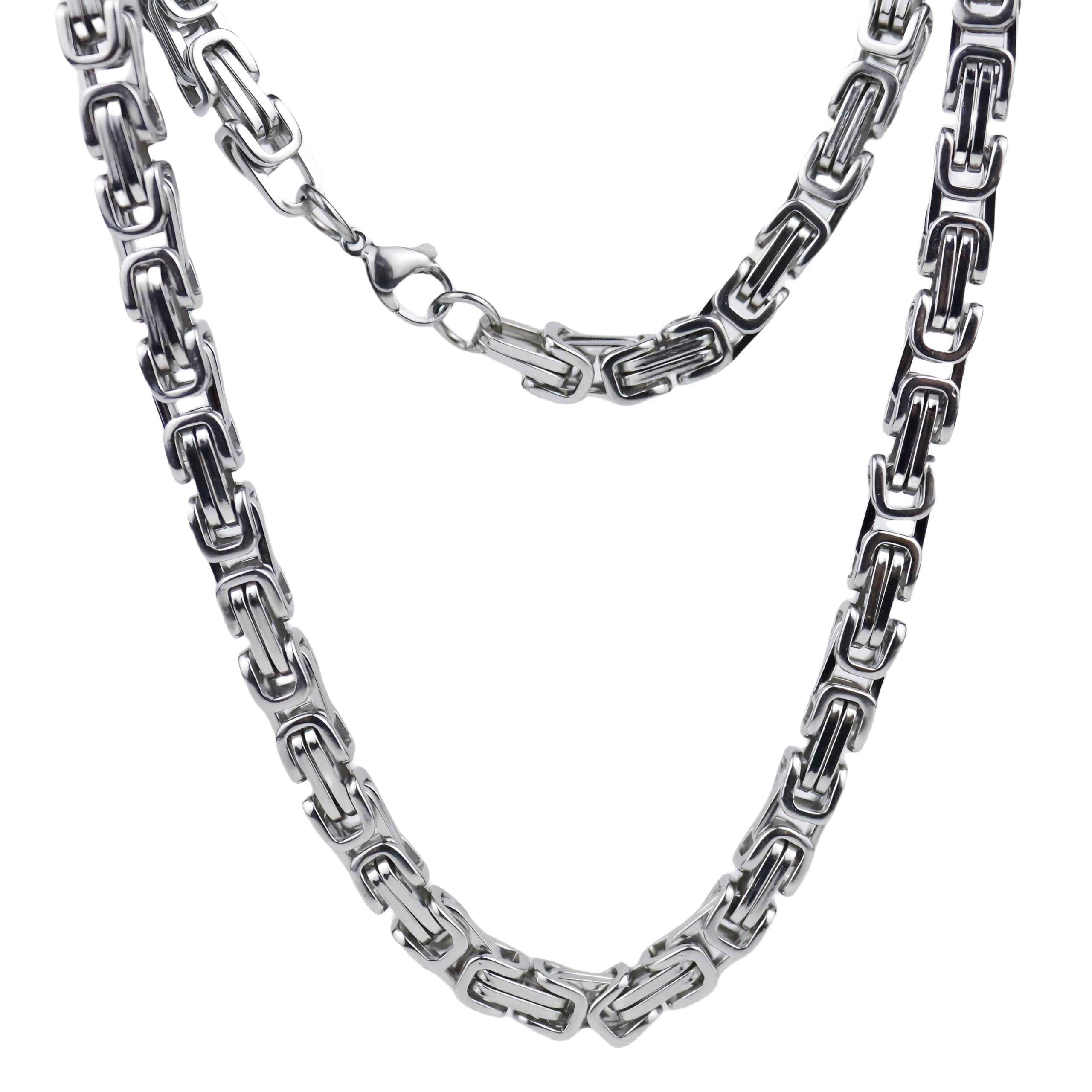 Joddfly Stainless Steel Byzantine Chain Necklace for Men, 20 inches