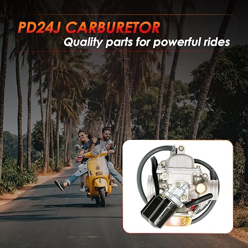 Miniatura 7 de PD24J Carburador de 0.945 in para GY6 125cc 150cc 152QMJ 157QMI Motores de 4 tiempos Estrangulador eléctrico motocicleta Scooter con filtro de aire