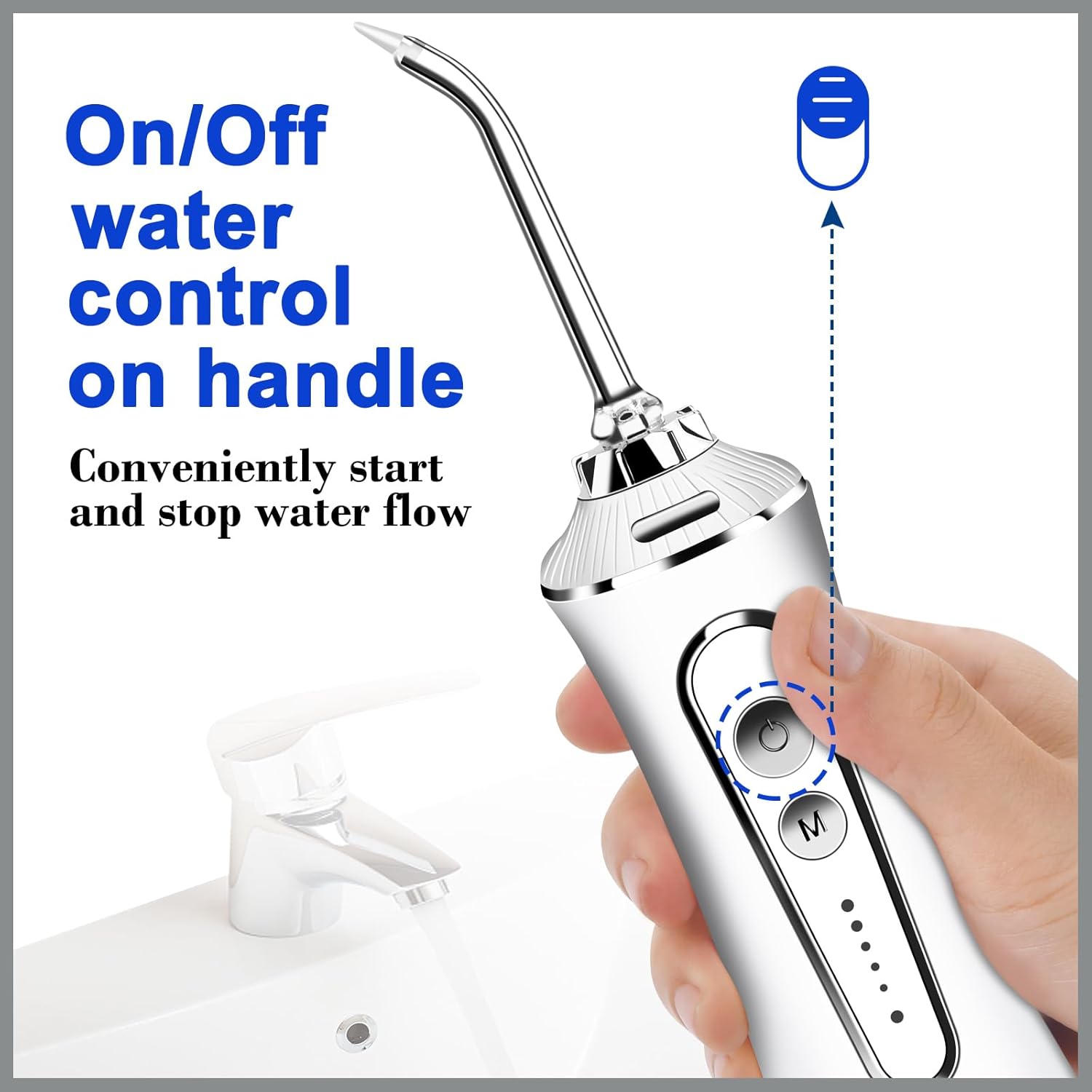 Water Dental Flosser Cordless for Teeth - AFROG 5 Modes Dental Oral Irrigator, Portable and Rechargeable IPX7 Waterproof Powerful Battery Life Water Teeth Cleaner Picks for Home Travel White