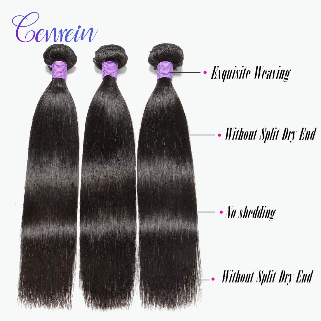 8A Grade Peruvian Straight Virgin Hair 3 Bundles with Closure 100% Unprocessed Remy Human Hair Extensions 12 14 16 +10 inch Closure Hair Weave Bundles with Free Part Lace Closure