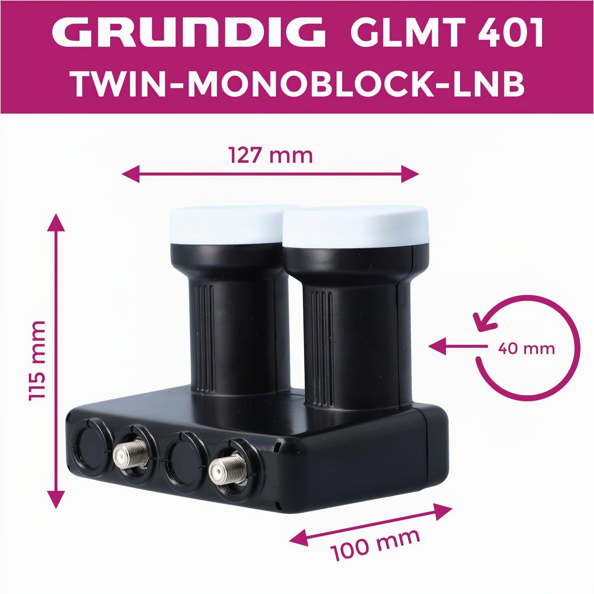 [ Test molto buono, Note 1.2 *] GSS Basic Monoblock Twin LNB Astra Hotbird per 2 partecipanti e 2 satelliti, 2 ingressi HD 4K LNC per collegamento diretto (TV, ricevitore satellite) LMB per parabola
