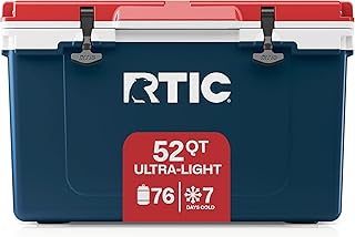 Ultra-Light 52 Quart Hard Cooler Insulated Portable Ice Chest Box for Beach, Drink, Beverage, Camping, Picnic, Fishing, Boat, Barbecue, 30% Lighter Than Rotomolded Coolers
