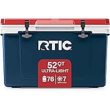 RTIC Ultra-Light 52 Quart Hard Cooler Insulated Portable Ice Chest Box for Beach, Drink, Beverage, Camping, Picnic, Fishing, Boat, Barbecue, 30% Lighter Than Rotomolded Coolers