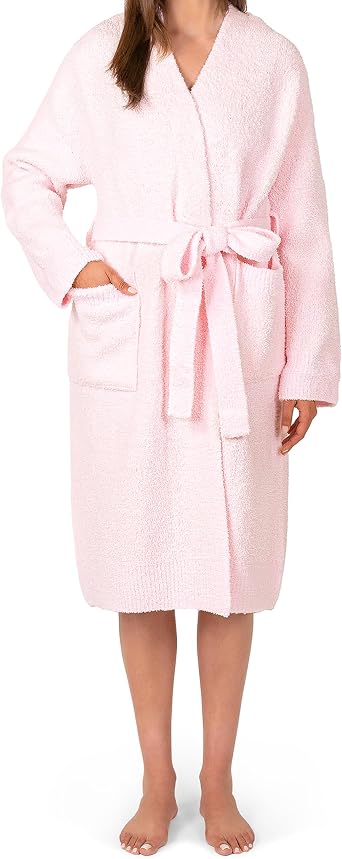 PAVILIA Premium Plush Robe for Women, Soft Cozy Fuzzy Bathrobe with Pockets