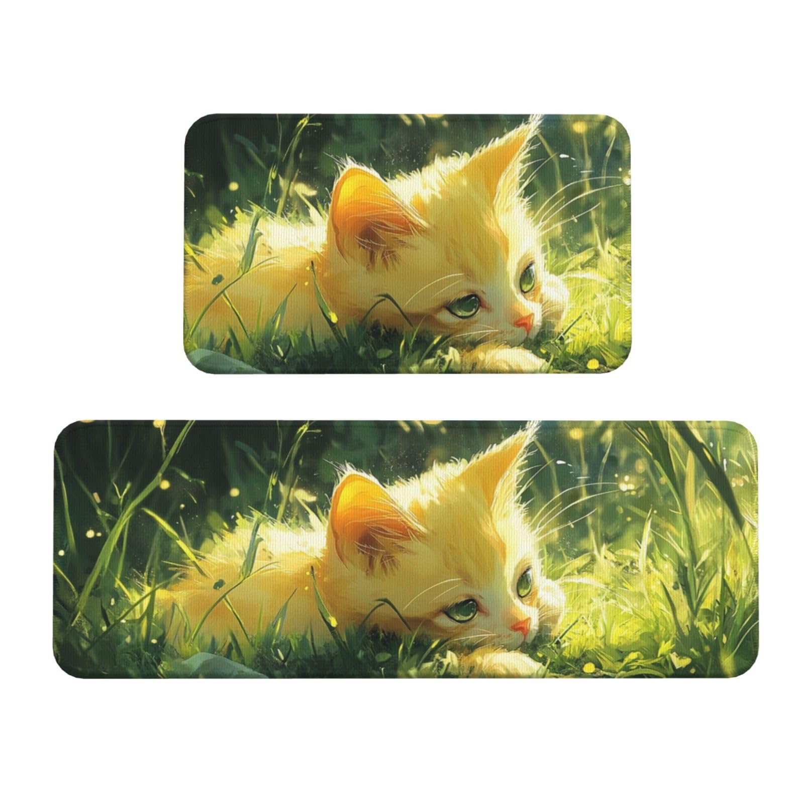 Tapetes de cocina para suelo con diseño de gato, alfombras cómodas lavables para el hogar