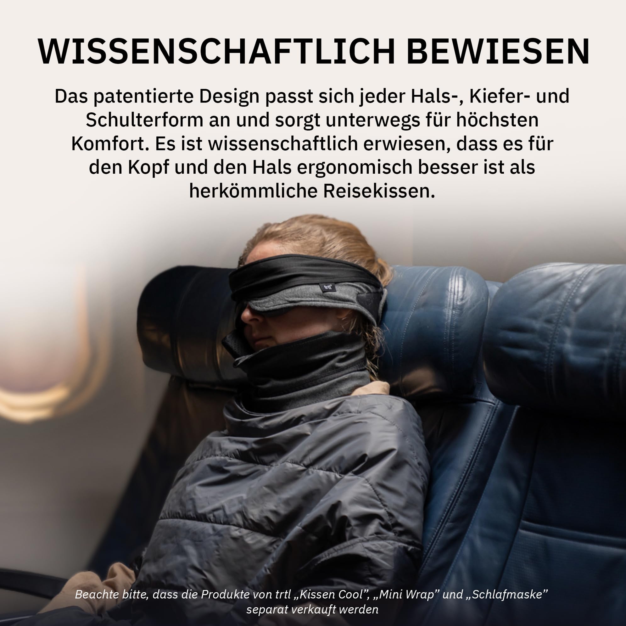 trtl Travel Pillow Plus Grau | Höhenverstellbares Nackenkissen für Flugzeug & Auto | Platzsparendes Reisekissen | Für alle Körpergrößen geeignet