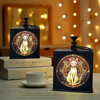 Sphynx Cat — Arcane Geometry Stained Glass Led Squad Ornament, Sphynx Cat — Arcane Geometry Christmas Candlelight Ornament, Candle Led Squad Ornaments, Lanterns Christmas