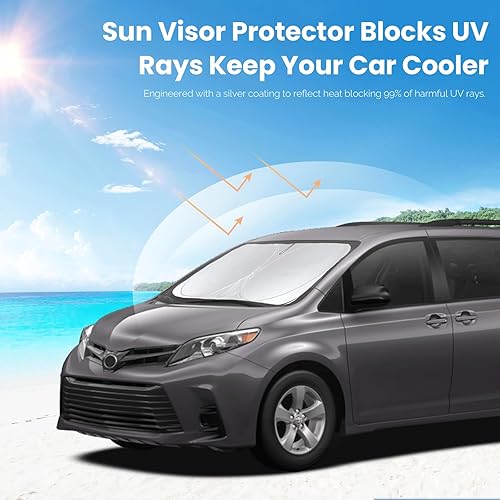 Miniatura 61 de Parasol para parabrisas de ajuste personalizado, cubierta para ventana delantera, visera plegable 210T, protector que bloquea los rayos ultravioleta