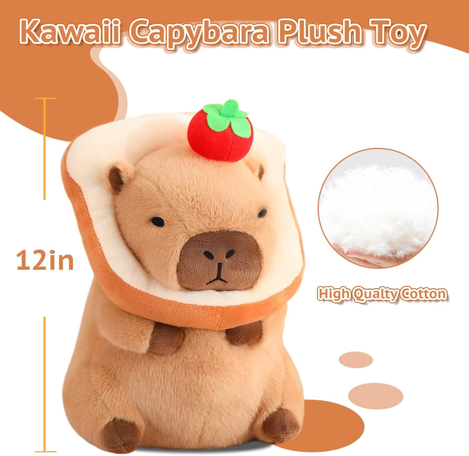 Cute Capybara Plush Kawaii Soft Capybara Plush Doll Pillow with Bread Capybara Stuffed Aniamls Toys for Girls Children Adults Birthdays Valentines Gift (Kawaii Capibara Stuffed Aniamls Toys)