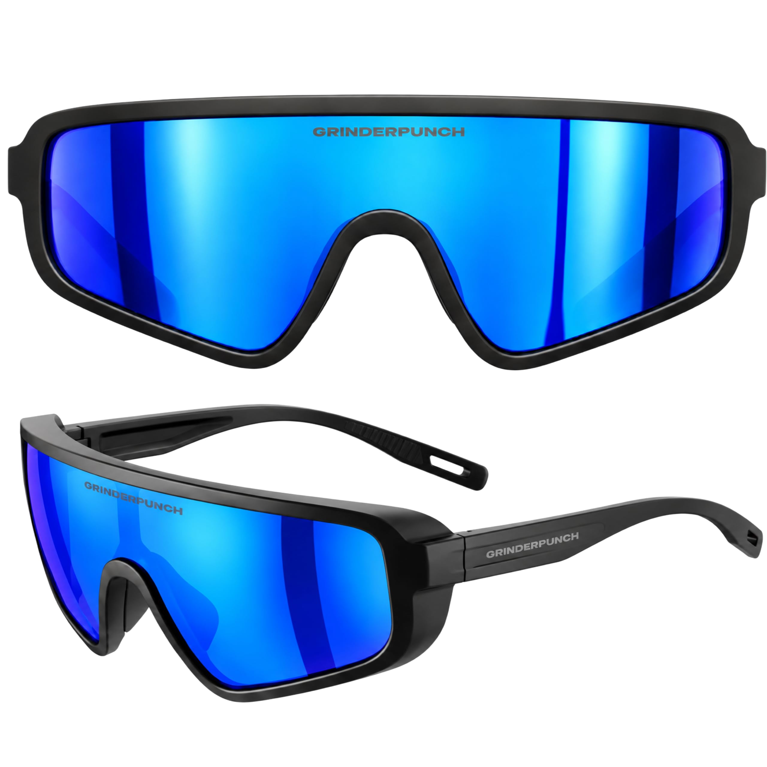 grinderPUNCH Futuristic Space Alien Costume Sunglasses Cyclops Shield Party Mirror Mono Lens