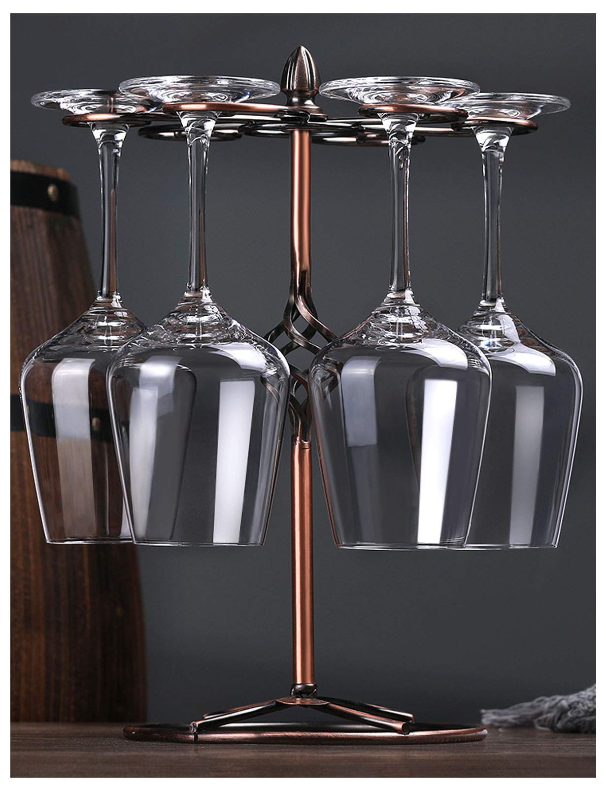 Support de verre à pied autoportant bronze pour sécher 6 verres
