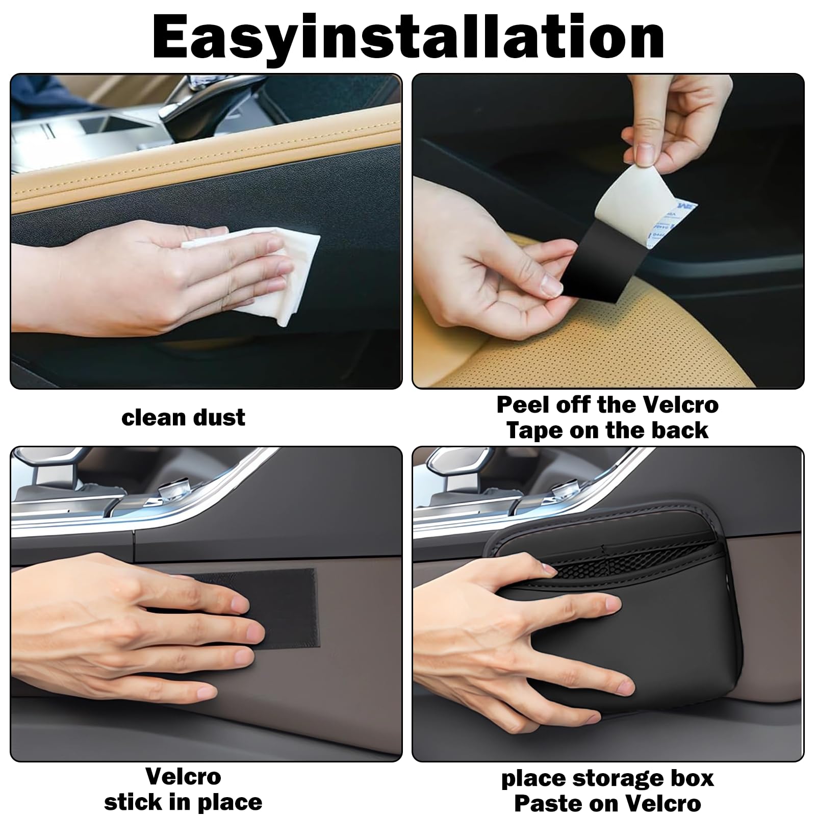 Organizer Tascabile Laterale Per Auto 19.8*16.2*6.5 Cm Realizzato in Pelle Con Squisita Fattura Adatto Per La Console Centrale Della Portiera Dell'Auto E Gli Spazi Dei Sedili Dell'Auto (Nero)