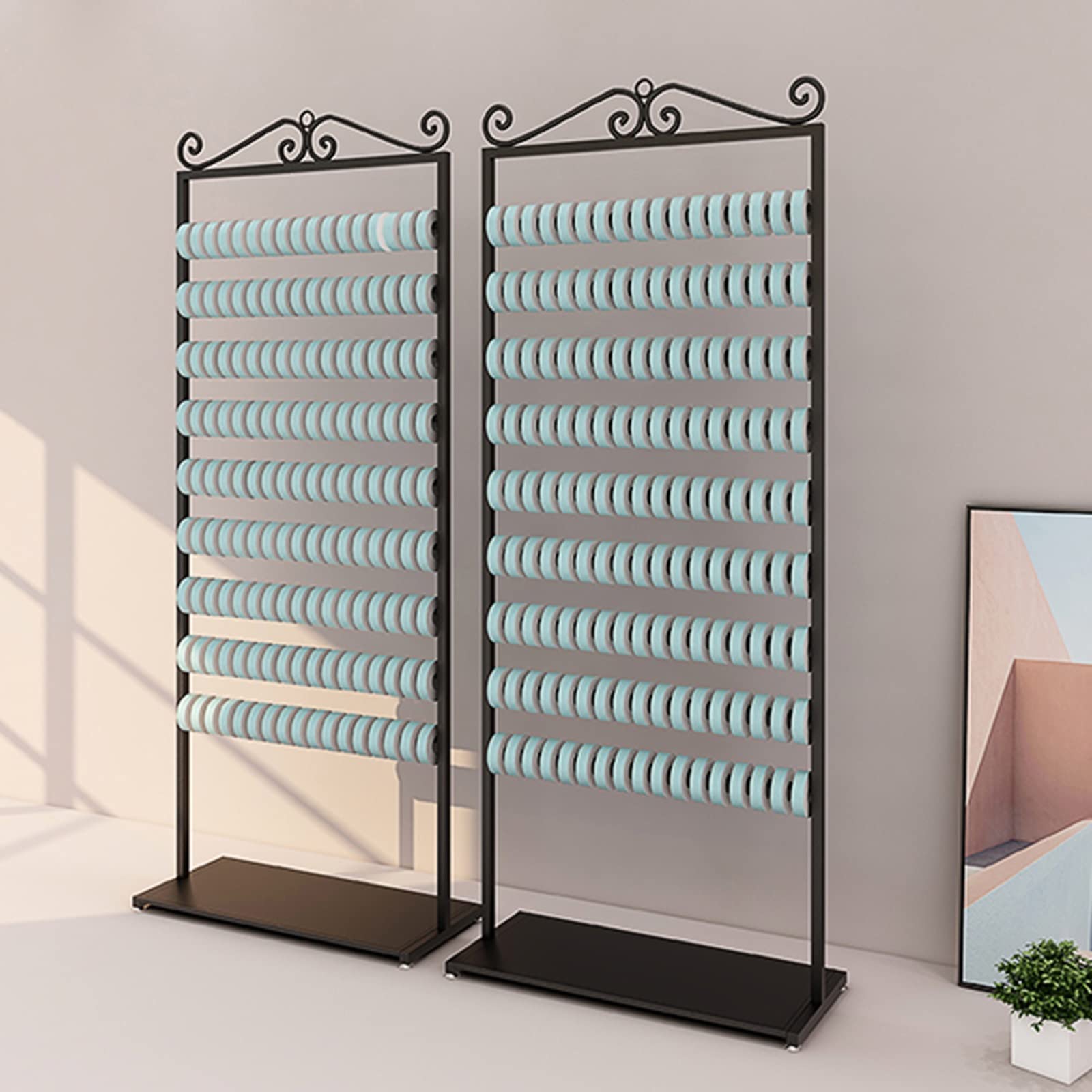 Białe/złote/czarne szaliki organizer półka wolnostojący stojak na papier do pakowania prezentów, komercyjny 170 cm wysoki uchwyt na ręczniki, żelazny stojak na paski krawaty (kolor: czarny, rozmiar