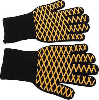 ABOOFAN Guantes Resistentes al Calor para Barbacoa Guantes de Silicona Ignífugos Antideslizantes para Protección Térmica para Cocina y Camping Talla Color Amarillo