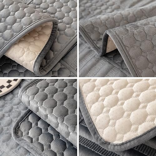 Miniatura 7 de vctops Funda de sofá de felpa de terciopelo de lujo antideslizante con patrón geométrico acolchado para sofá modular, color liso, suave y cálida,