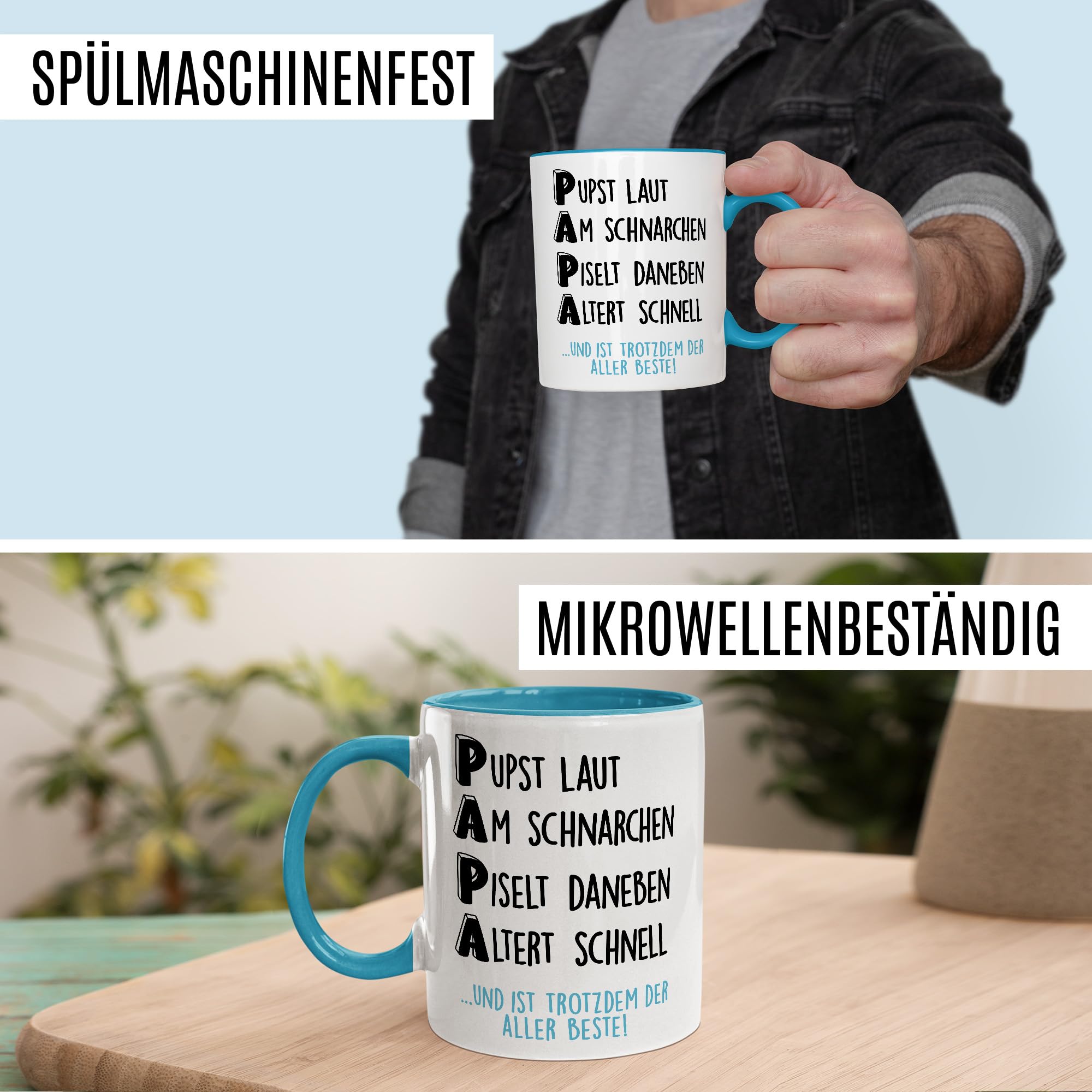 Tazza per la festa del papà, regalo divertente, per papà, idea regalo, per papà, papà, umorismo, figlio, figlia, regalo per la festa del papà (bianco/blu