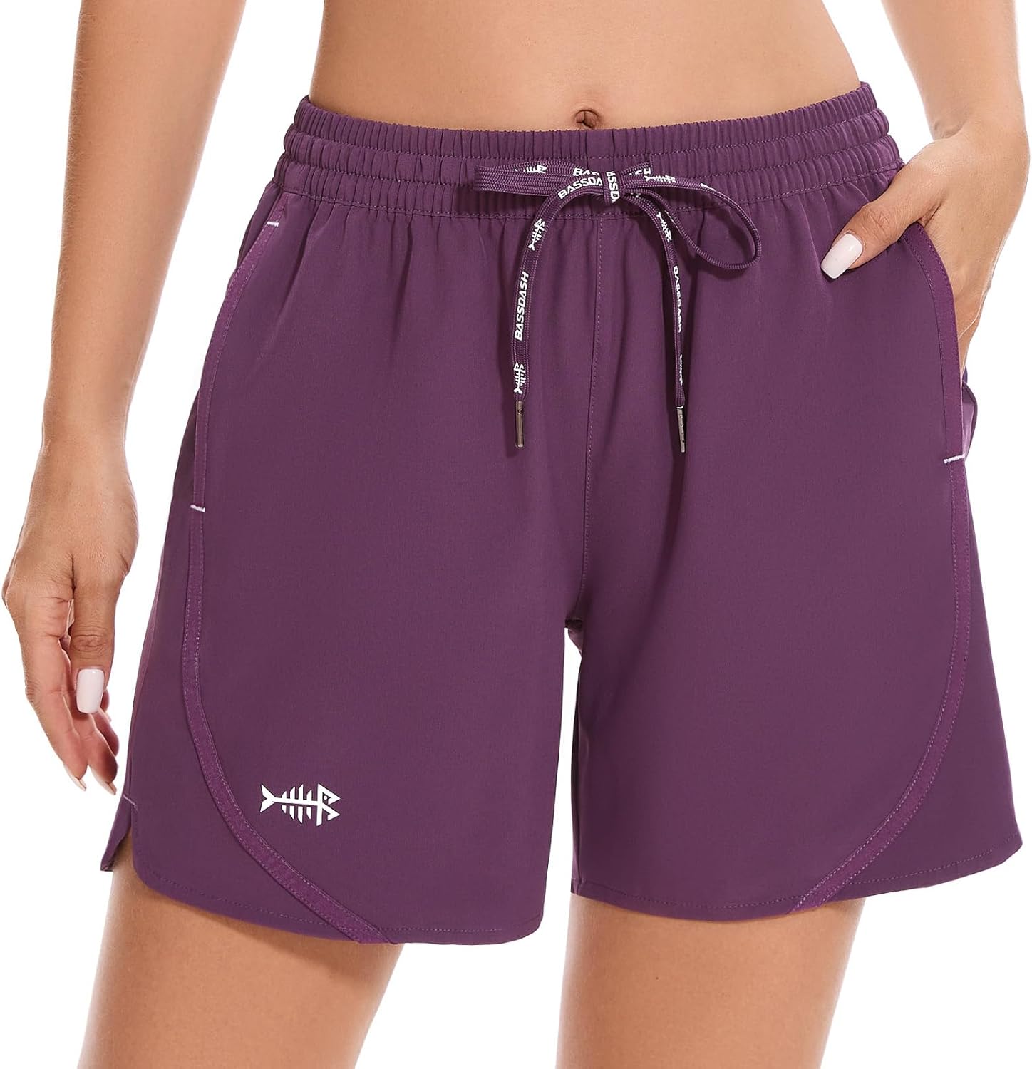 BASSDASH Women’s 5” Fishing Shorts UPF 50+ Water Resistant Quick Dry Athletic Hiking Shorts with Pockets FP05W