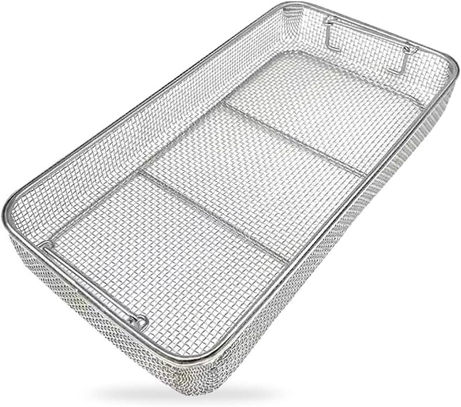 Medical Tray 304 Stainless Steel, Suitable For Hospitals, Surgeries, Dental Instruments, Medical Instrument Sterilization Basket(17.7in*17.7in*2.8in)