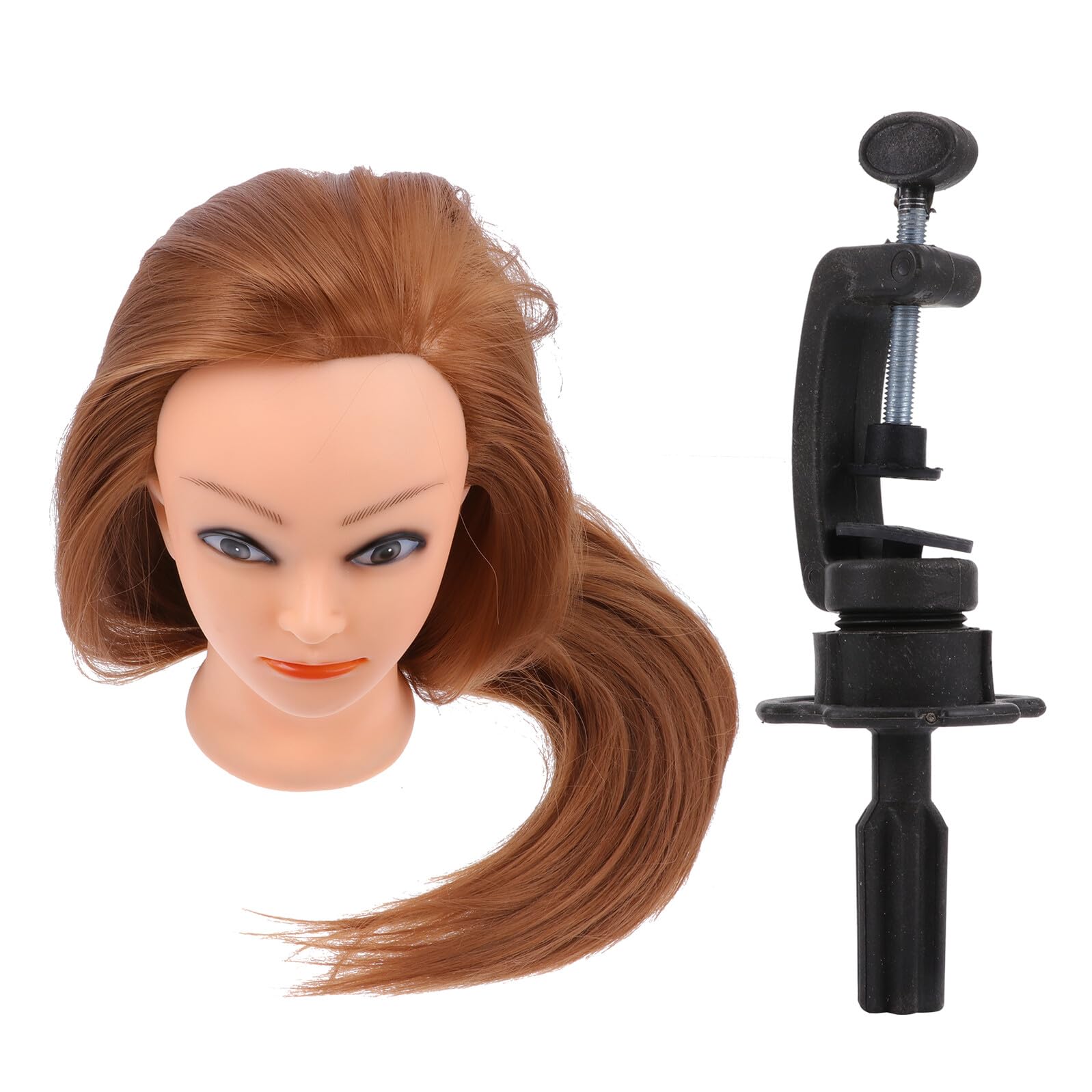 Schaufensterpuppe aus Hitzebeständigem Seidenmaterial mit Goldfarbton Inkl Ständer Haarstyling Kopf zum Frisieren und Flechten Geeignet für Kinder und Professionelle Friseure