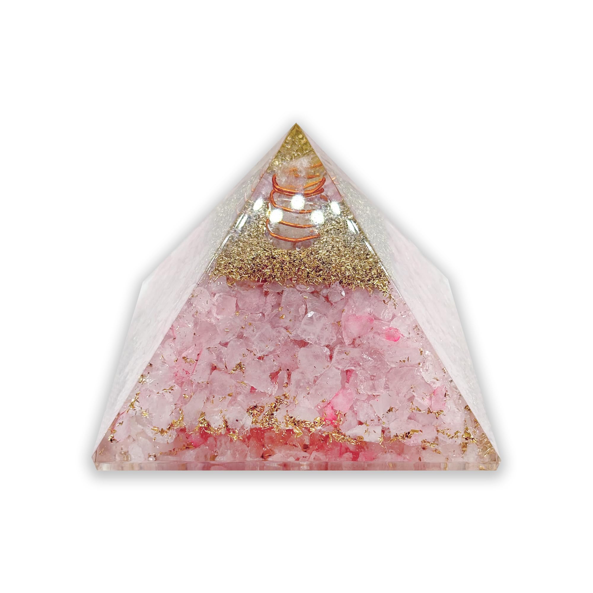 LAMARE - Pirámide de Orgonita con Cuarzo Rosa - Equilibrio Energético y Espiritualidad – Ambiente de Calma y Equilibrio – Armonía y el Bienestar – 3” (76 mm aprox.)