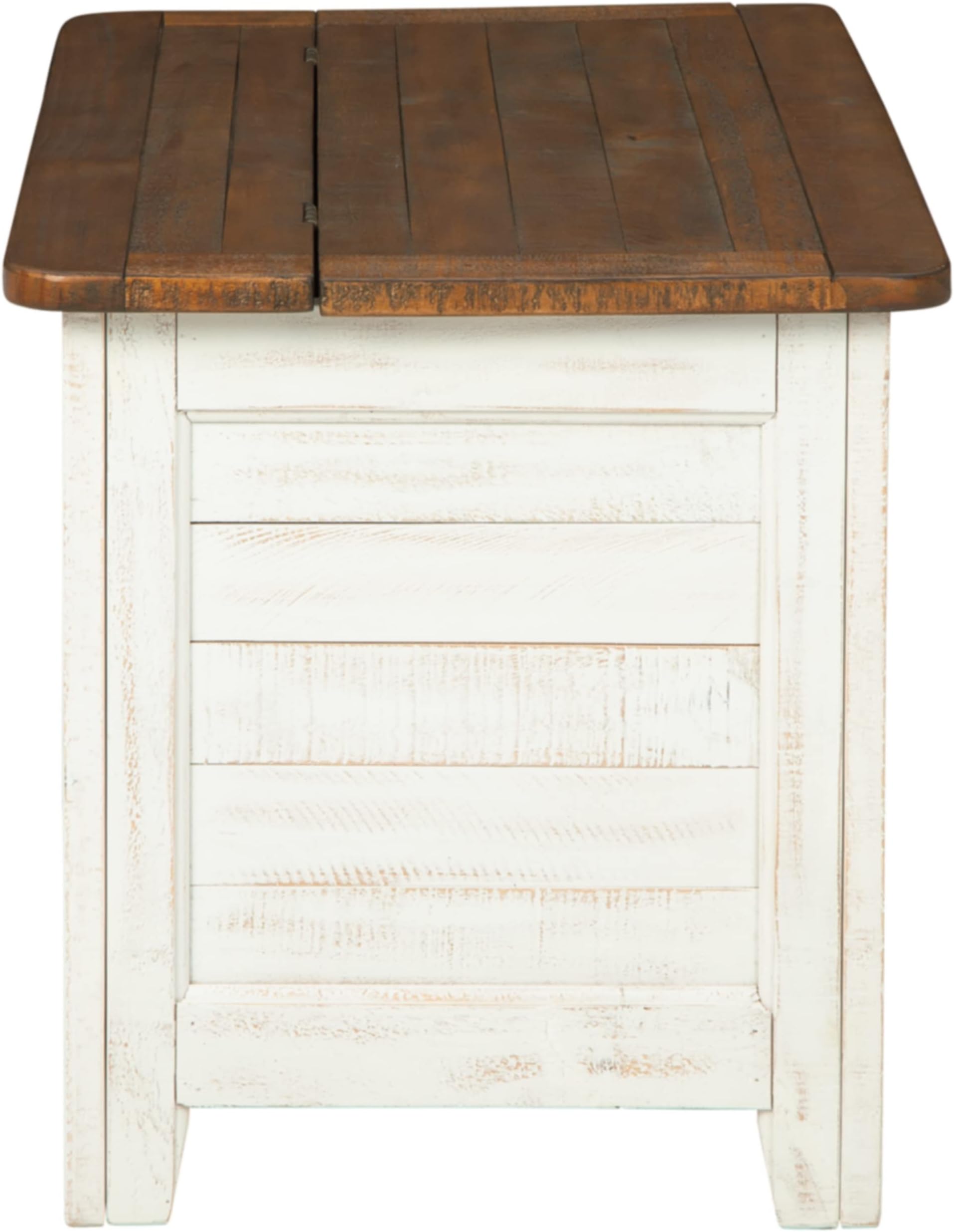 Signature Design by Ashley Dashbury Rustic Farmhouse Storage Trunk or Coffee Table, Antique White & Brown