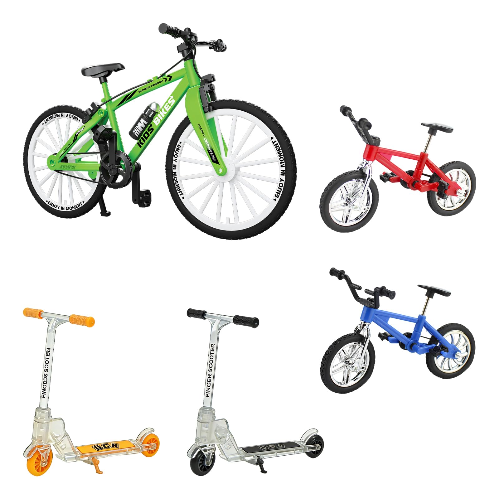 Vetin 5Pcs Mini Finger Skateboards & Mountain Bikes, Fidget Toy for Kids Adults Stress Relief