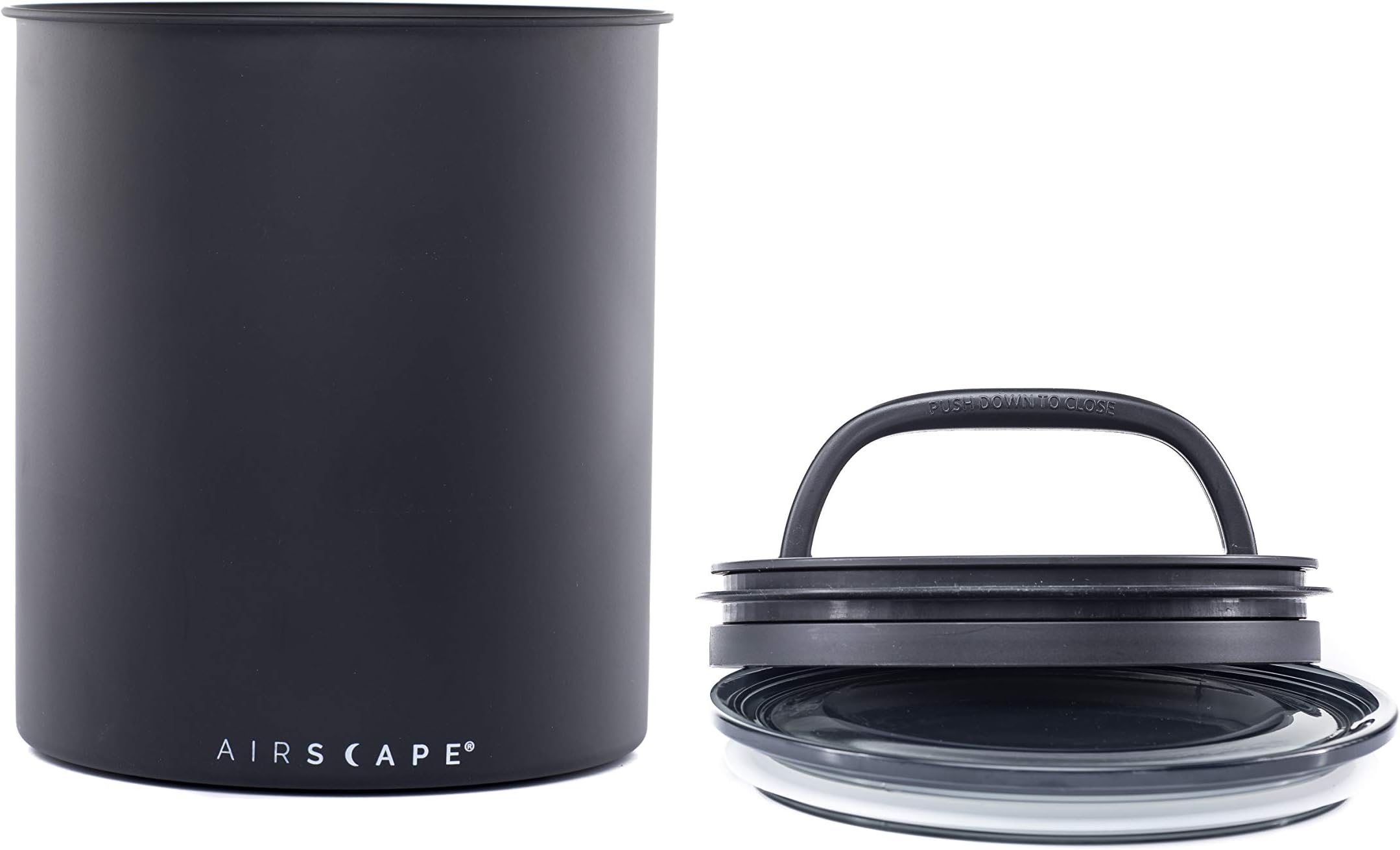 – Kilo Coffee Storage Canister - Large Food Container Patented Airtight Lid 2-Way Valve Preserve Freshness Holds 2.2 lb Dry Beans (Matte Black)