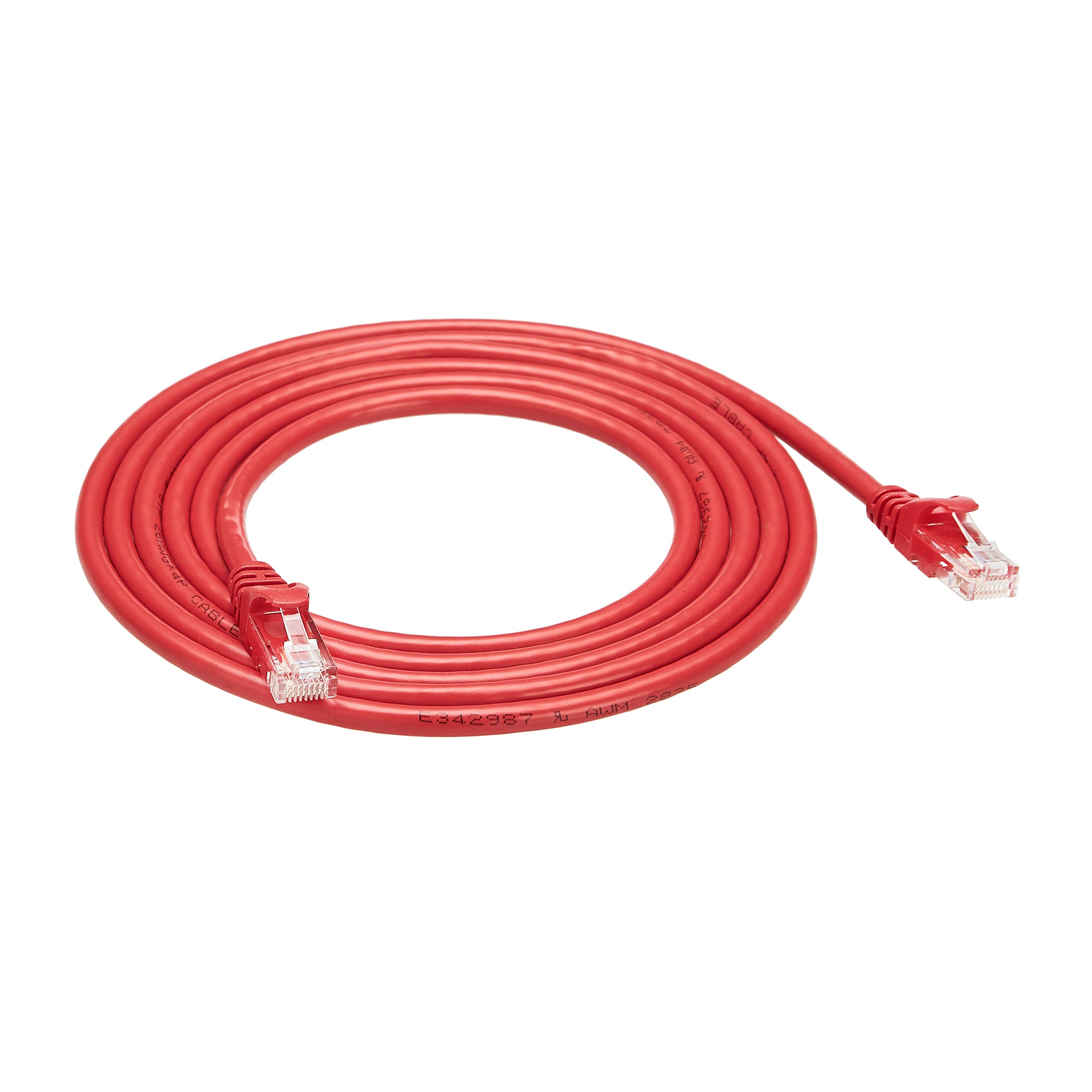 AmazonBasics Cat6 Snagless Ethernet Cable - 7-Foot, 5-Pack, Red
