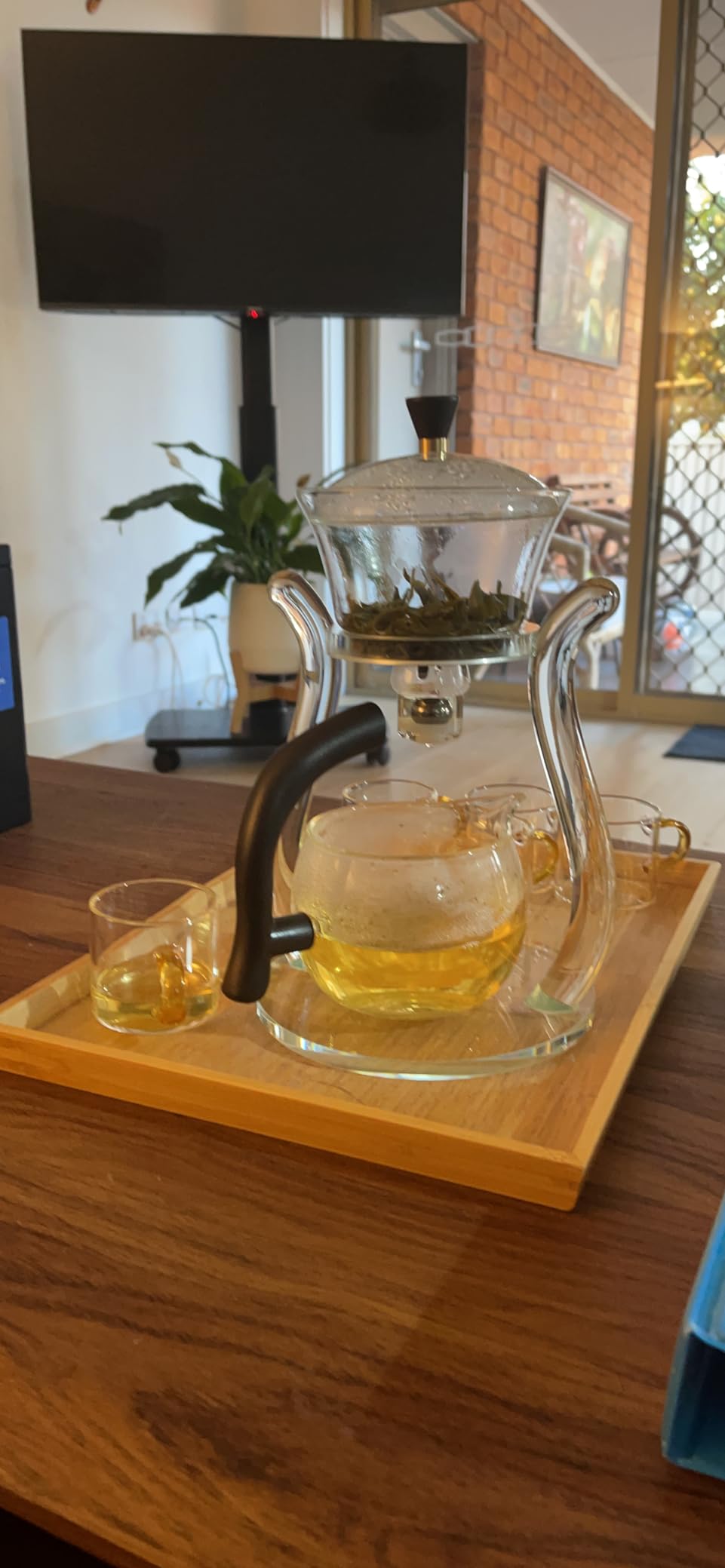 RORA Lazy Kungfu Glass Tea Set Water Diversion Rotating Cover