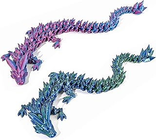 3D Printed Dragon, 2PCS 12inch Crystal Fidget, Home Office Decor Executive Desk Toys, 3D Printed Animals