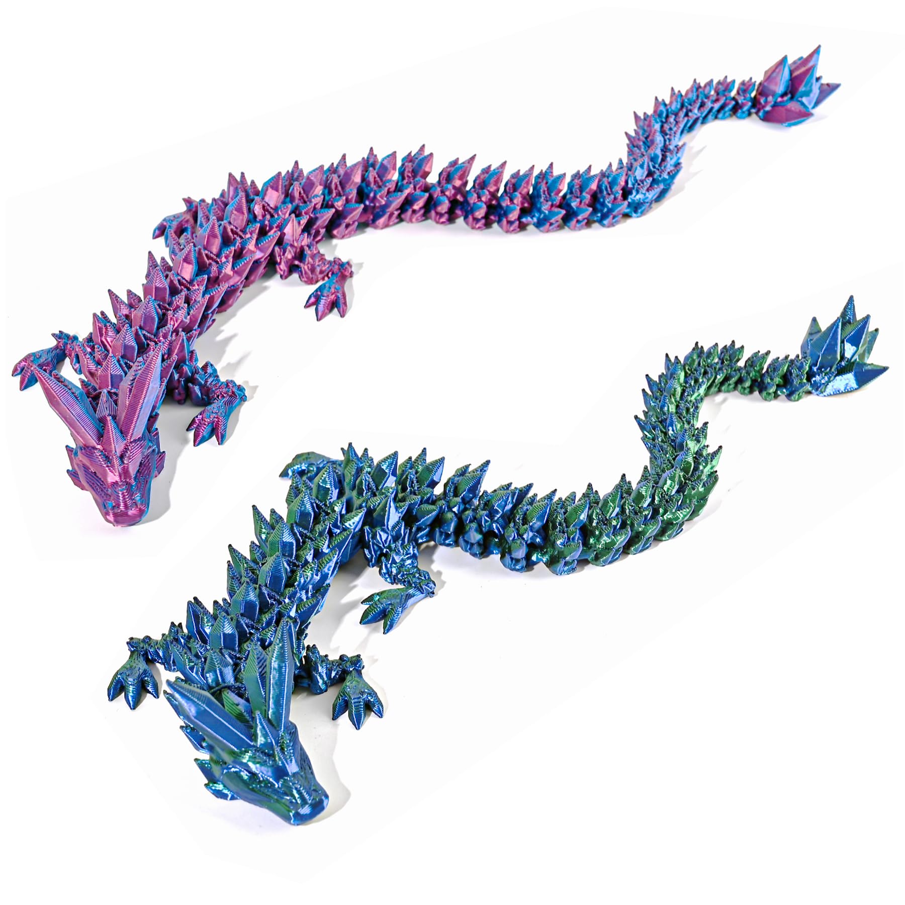 3D Printed Dragon, 2PCS 3D Dragon, 3D Printed Animals, Crystal 3D Dragon Fidget, Home Office Decor Executive Desk Toys