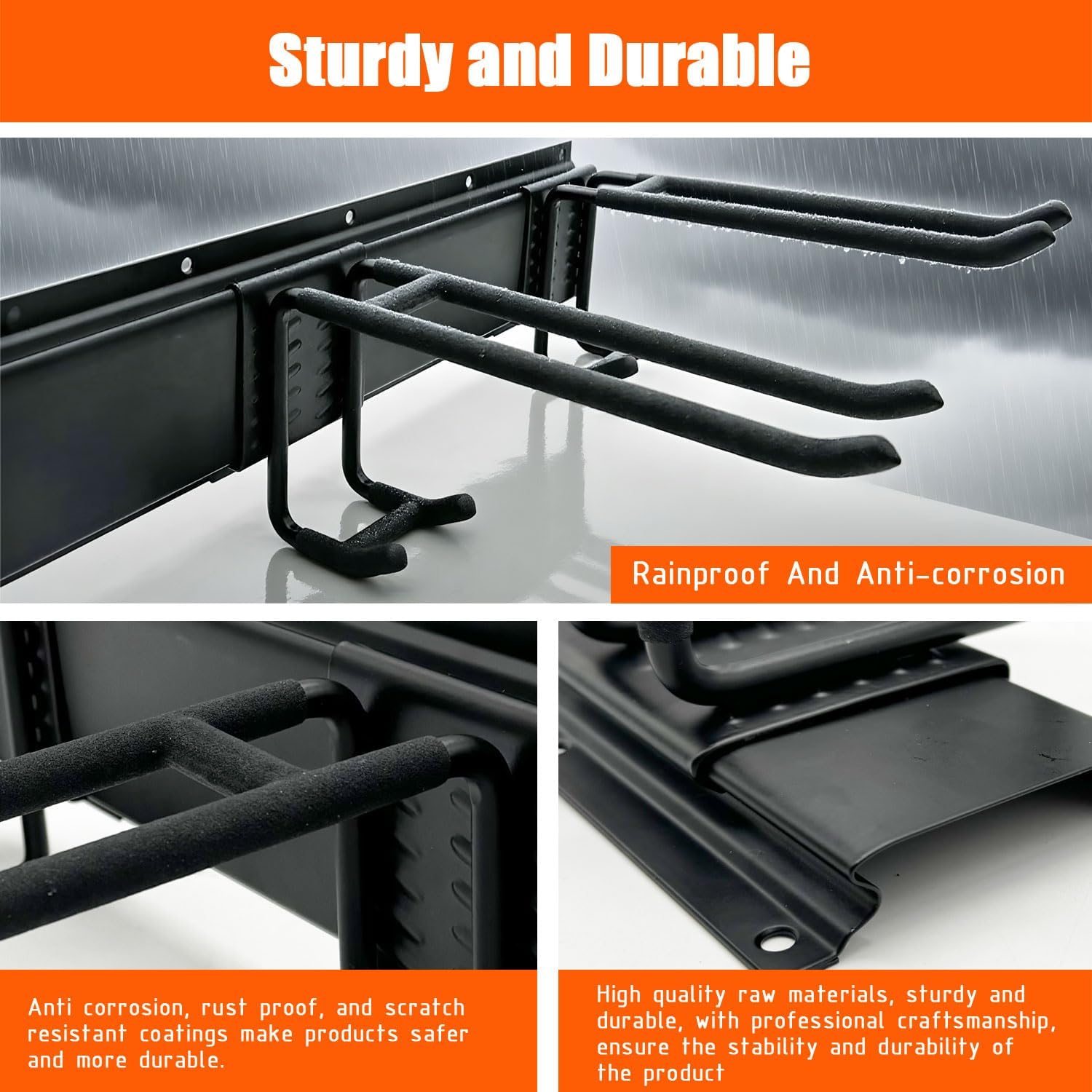 Garage Wall Organizer, 48 Inch Garage Storage Rack Garden Tool Organizer With Large Storage Space, Easy Assembly For Shovels Rakes Brooms & Yard Tools