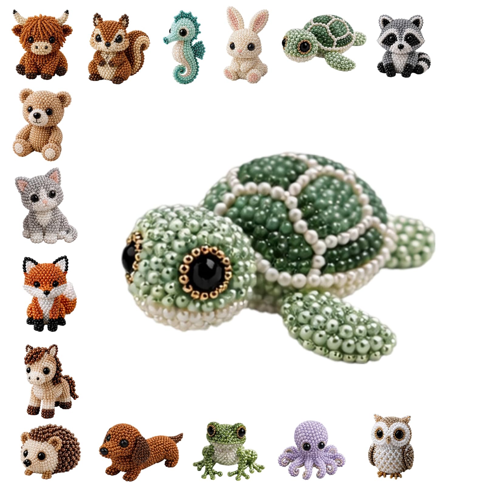 USMEI DIY Animal Beading Kit for Adults & Teens, Cute 3D Animal Bead Craft Set with Colorful Beads and Instructions, Handmade Jewelry Art Craft Kit for Creative DIY Projects