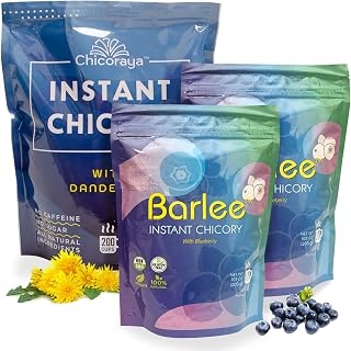Instant Chicory Coffee by BARLEE & CHICORAYA (2-Pack, 28.2 oz) - Best for Decaf and Diet - Keto & Vegan Beverage Blend - Coffeine-Free Cofee Substitute Alternative - Roasted Root Powder, No Sugar