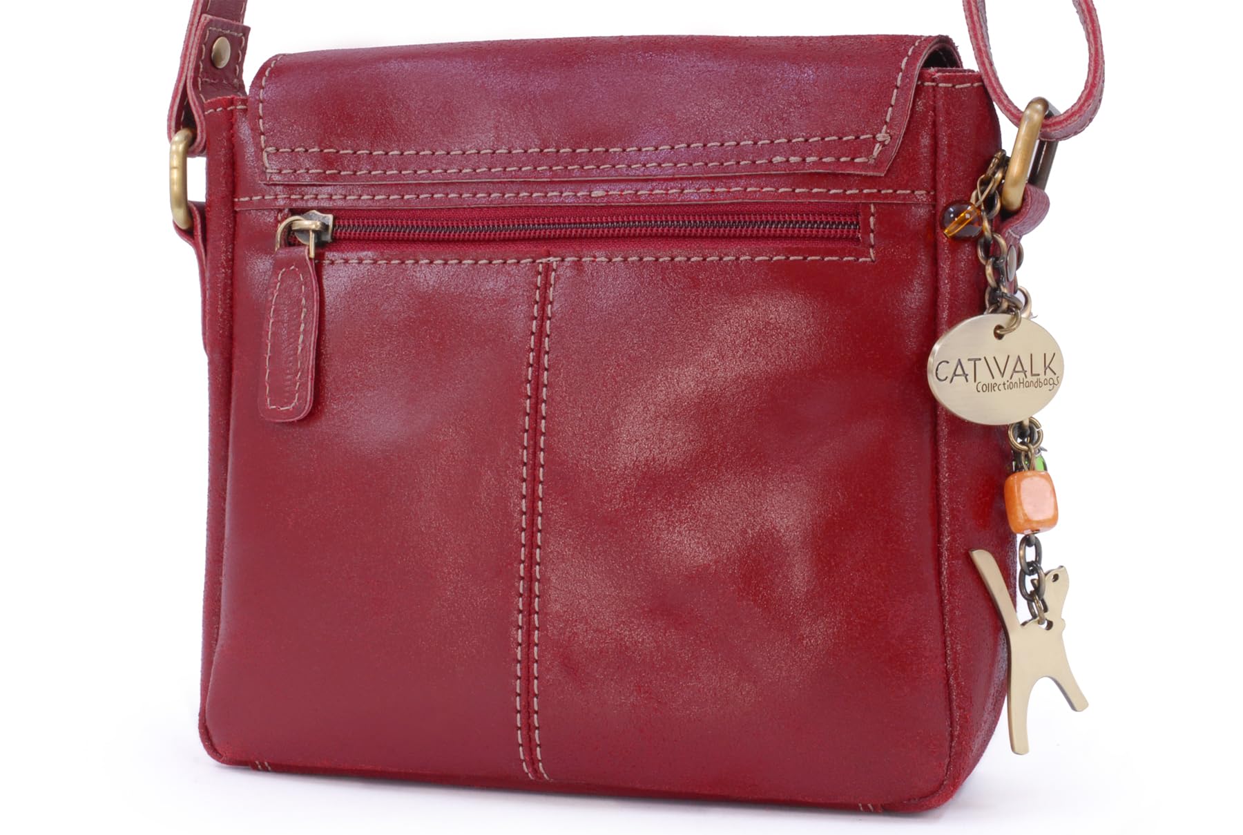 Catwalk Collection Handbags - Bolso Bandolera de Mujer - Bolso Cruzado Pequeño de Piel - Messenger Bag de Cuero Envejecido - Sabine S