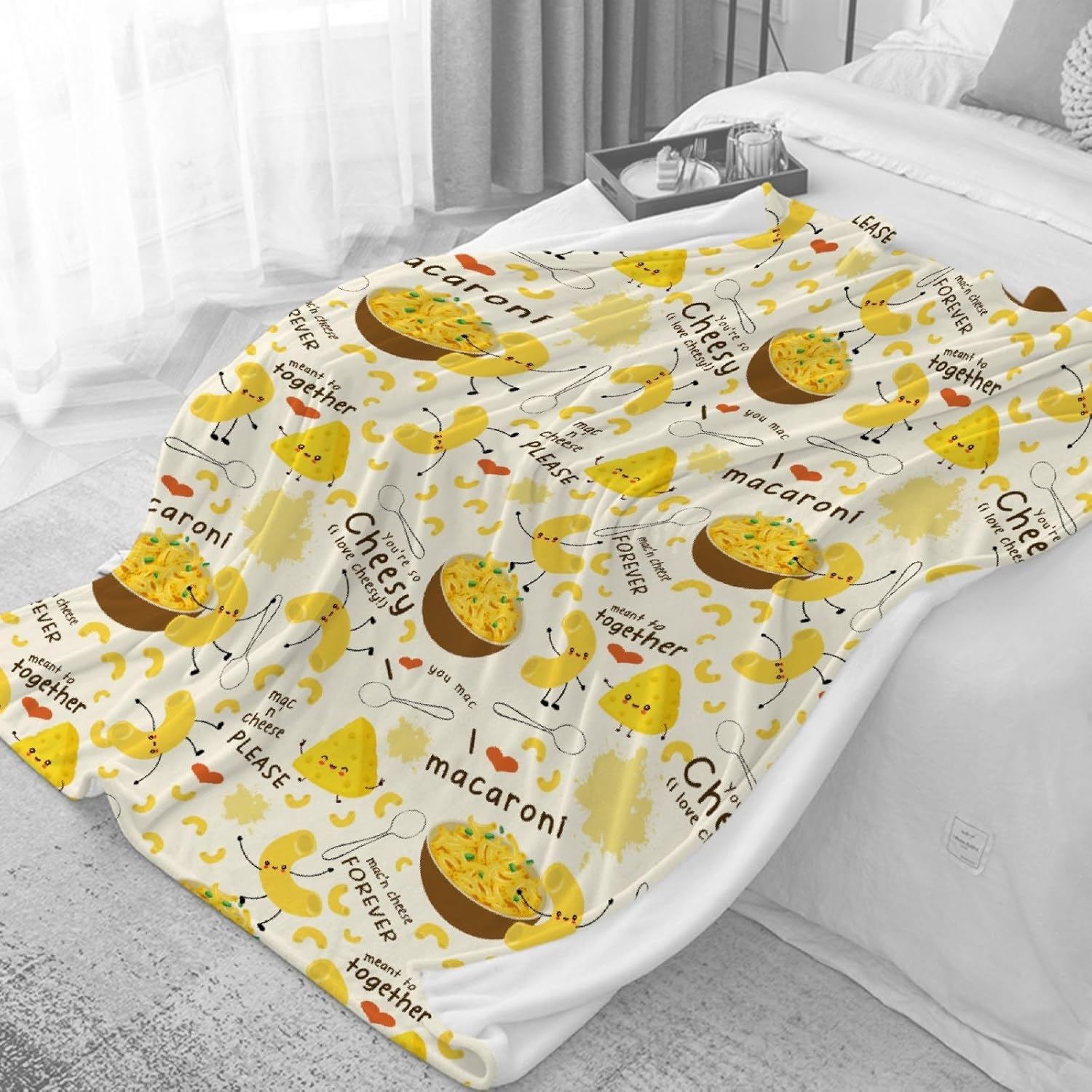 Mac and Cheese Blanket,Cute Mac n Cheese Throw Blanket,Cheese Pasta Flannel Blanket Gift for Toddler Infant Newborn,Fuzzy Warm Soft Plush Lightweight Bedding,Mac & Cheese Decors 30"x40" for Pet/Baby - Image 2