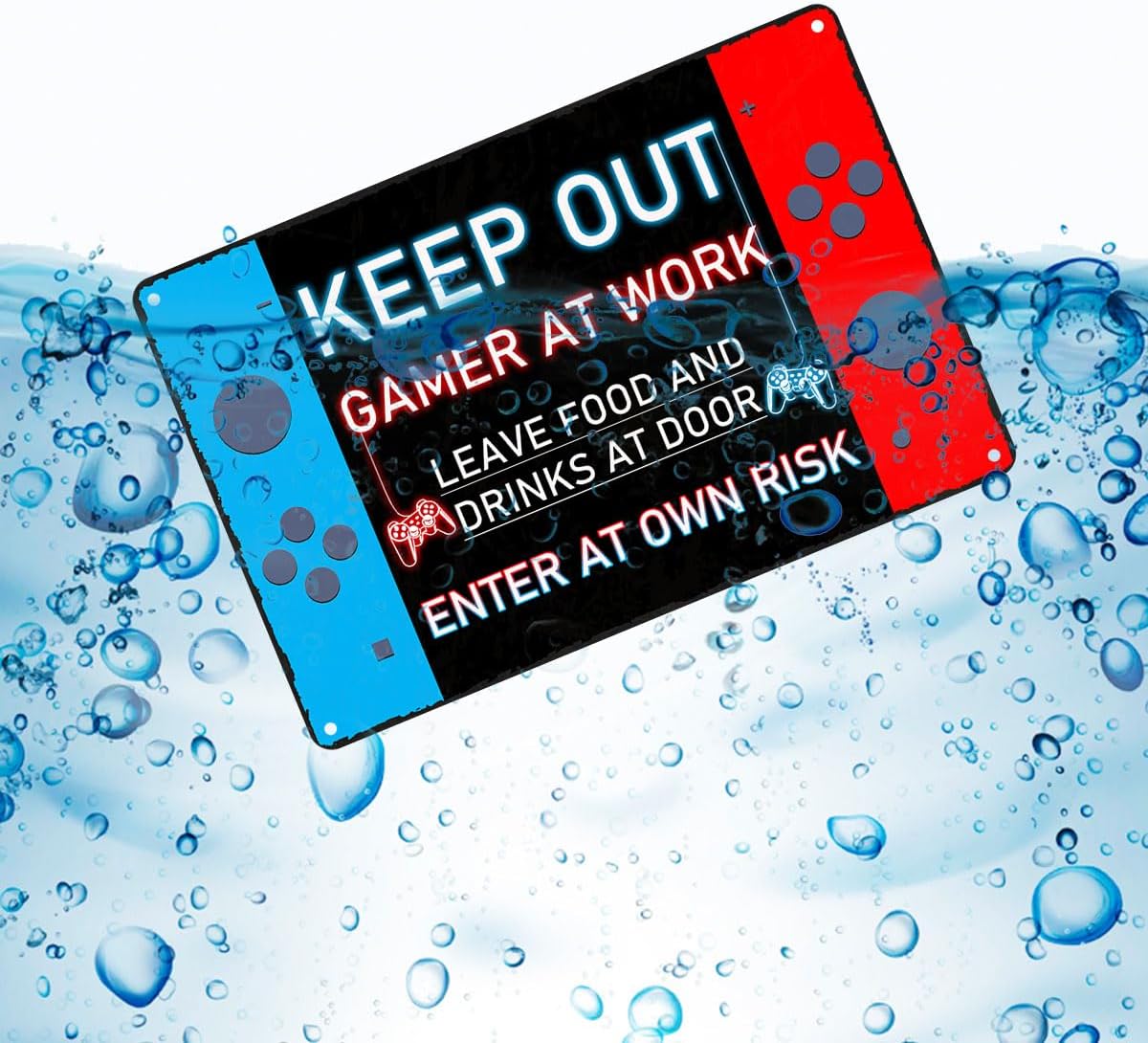 Game Room Signs Vintage Art Poster Metal Hanging Plaque Wall Decor Home Pub Cafe Bar Club Farmhouse Mancave Outdoor Indoor Decorations 8X12 Inch (Keep Out Gamer At Work Sign) image 3