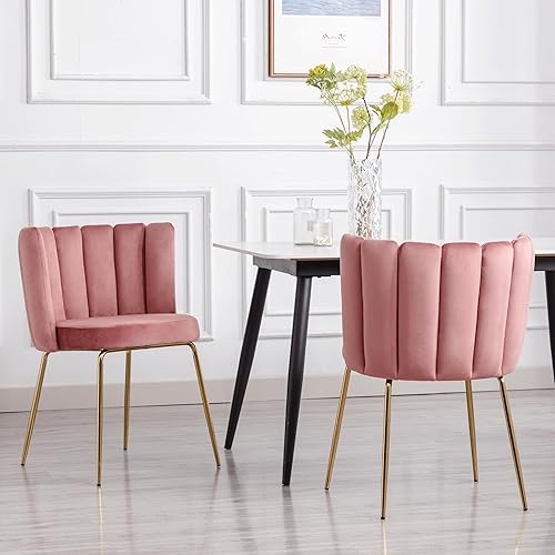 Vista 18 de Barrel - Juego de 2 sillas de comedor modernas de terciopelo, sillas tapizadas para cocina y comedor, sillas auxiliares con patas de metal dorado