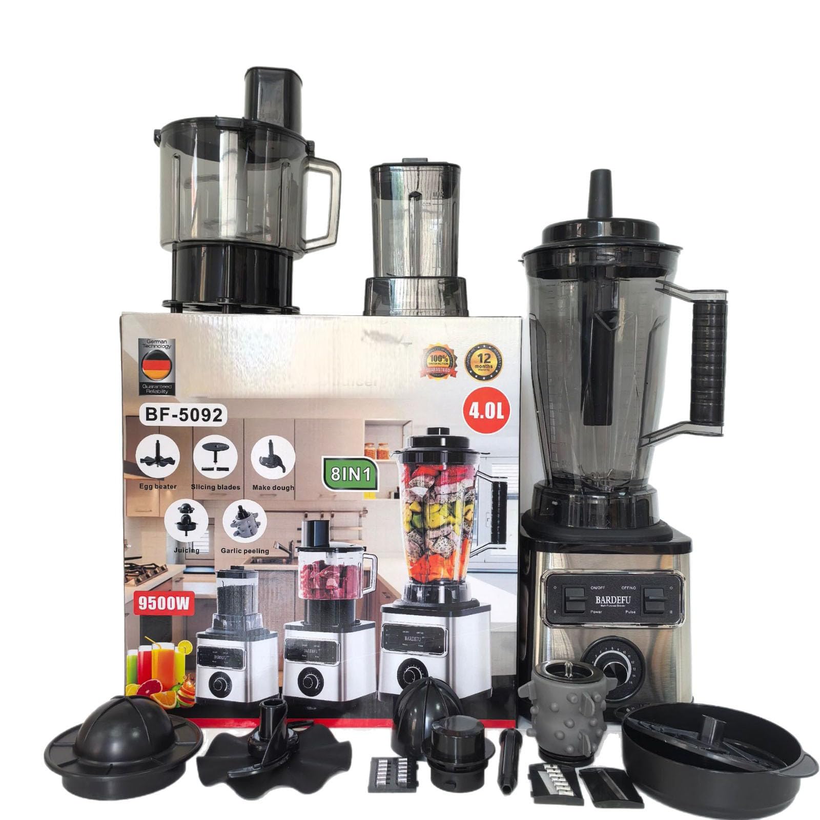 8 en 1 máquinas exprimidoras de Prensa fría, licuadora 3l, Fabricante de Batidos de 800W y Molinillo de café, Taza de Gran Capacidad, Cicatriz de 2 litros, Cuchillas de Acero Inoxidable extraíbles