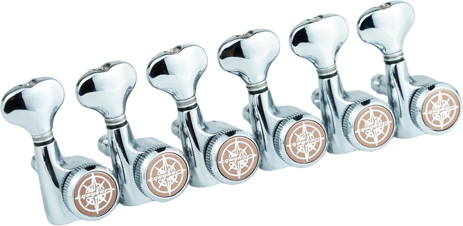 Guyker 6Pcs Guitar Locking Tuners (6 Right Handed) – 1:18 Ratio Lock String Tuning Key Pegs Machine Heads Set Replacement for LP, SG, TL Style Electric, Folk or Acoustic Guitars – Chrome