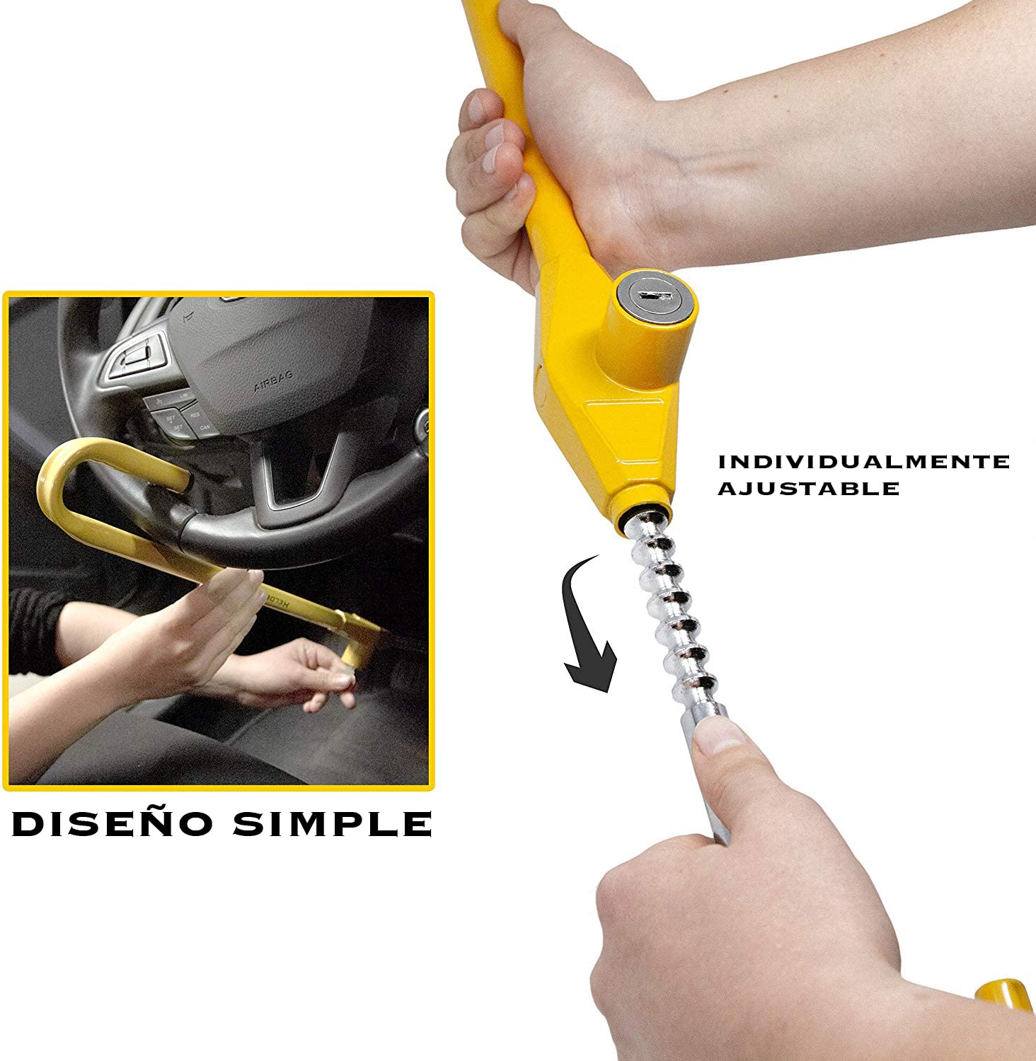 Heldenwerk - Bastón antirrobo, para protección antirrobo, Bloqueo Universal - Barra, Bloque Volante automático