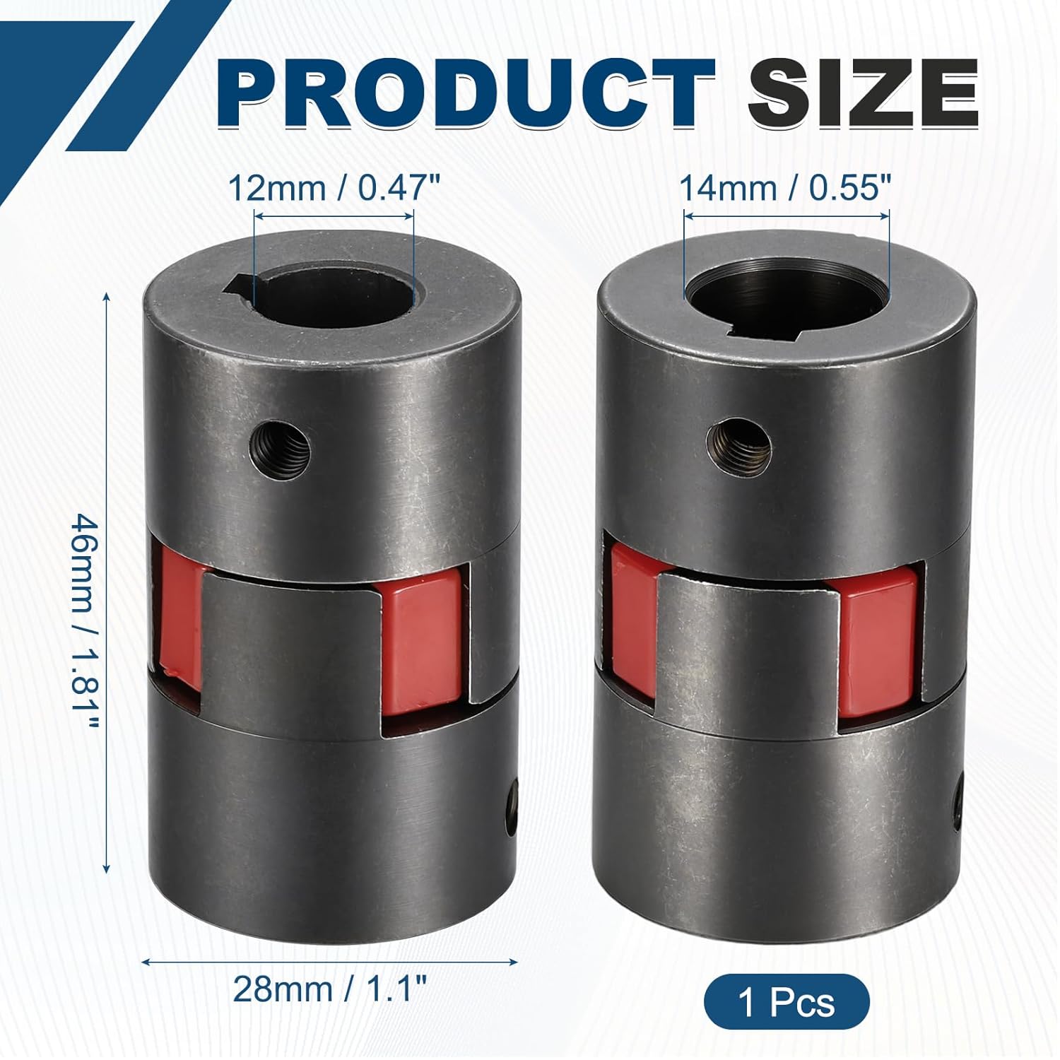 MECCANIXITY Flexible Coupling Coupler Set, 15/32" to 35/64" L050 L-Jaw Coupling Shaft, Rubber Spider Interchangeable for Spindle Transmissions Automation Equipment, Black