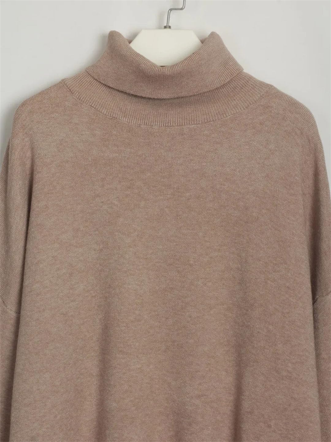 Maglione da donna a collo alto, a maniche lunghe, lavorato a maglia