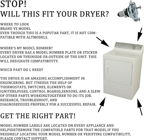 Miniatura 5 de WE25X205 Kit de rodamiento de tambor trasero para secadora GE Hotpoint WE25M40 AP2619300 PS267529 WE25M40 PS267583 AP2619102