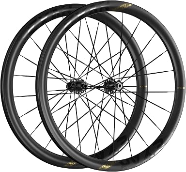 Magene - EXAR Ultra Carbon Bike Wheelset for Disc Brake UCI Approved HI-MOD Carbon Fiber Road Wheelset with Carbon Spokes, Ceramic Bearings, 36T Ratchet, Wide Aero Rim DB405/DB508/DB607