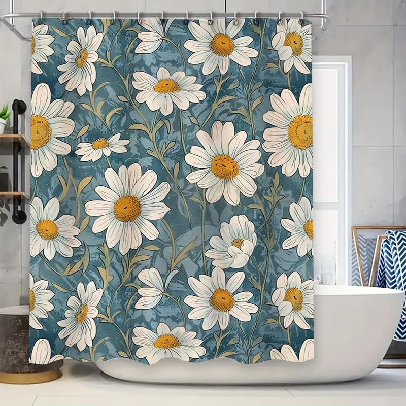 Rideau de douche 180x220cm imperméable motif floral décoration murale salle de bain