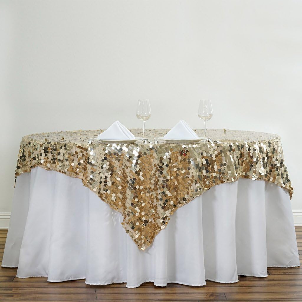 Tableclothsfactory 72" Premium Big Payette Sequin Overlay for Wedding Banquet Catering Party Table Decorations-Hunter Emerald Green
