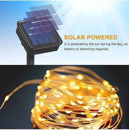Menfry 20 Mt Solar Powered Solar Fairy Led Light Decorative Garden Large Panel Lighting Outdoor (200 LEDs)